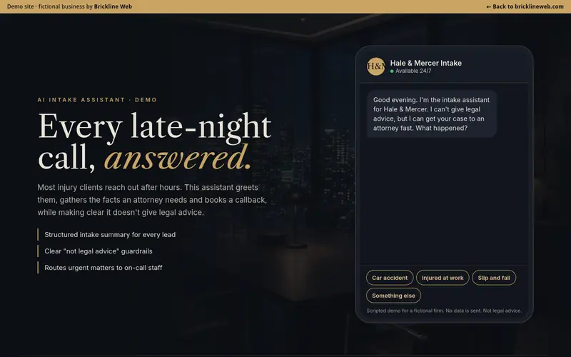 Preview of the ai-chat-hale-mercer-law demo