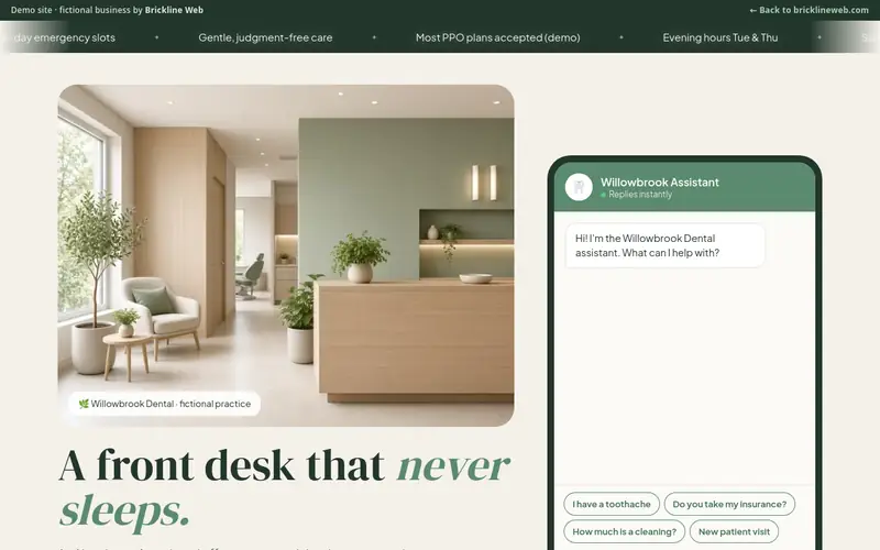 Preview of the ai-chat-willowbrook-dental demo