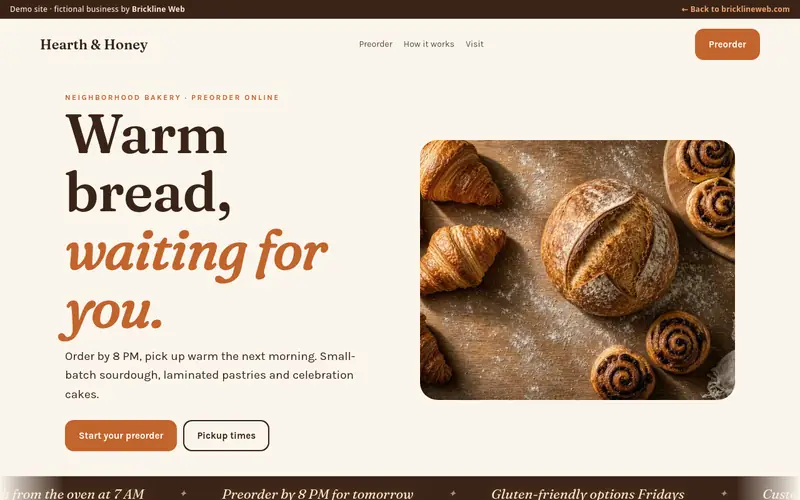 Preview of the bakery-hearth-and-honey demo