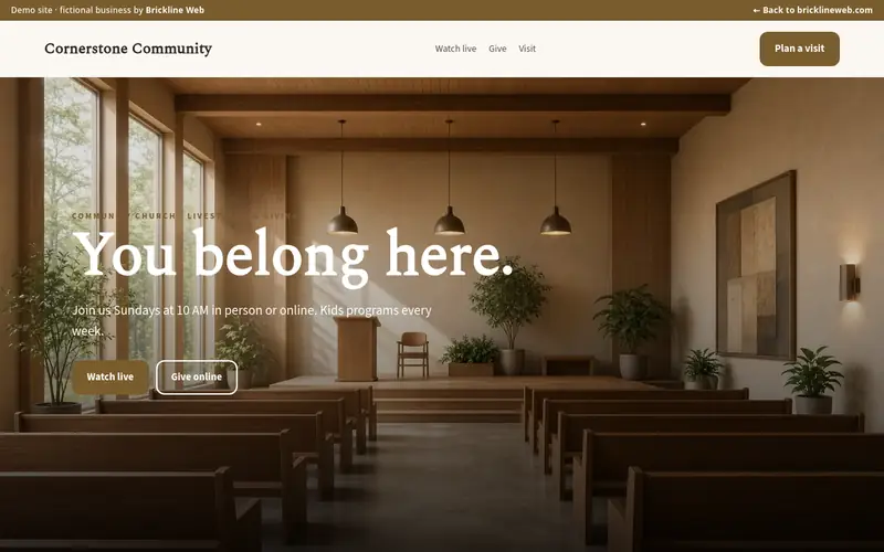 Preview of the church-cornerstone-community demo