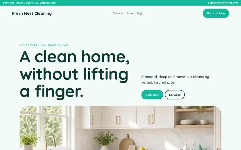 Preview of the cleaning-fresh-nest demo