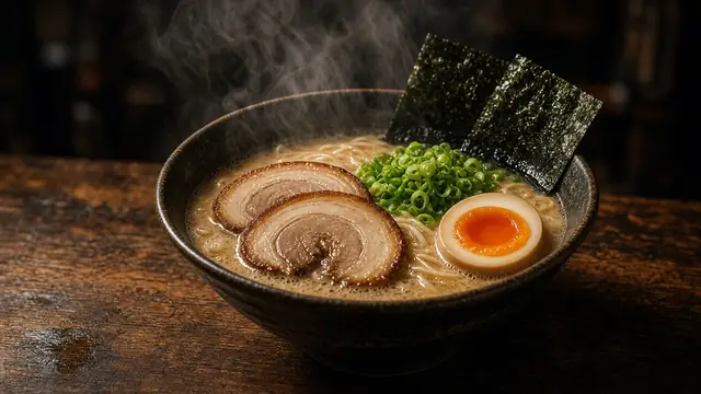 Bowl of tonkotsu ramen (AI-generated image)