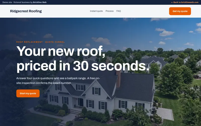 Preview of the roofing-ridgecrest demo