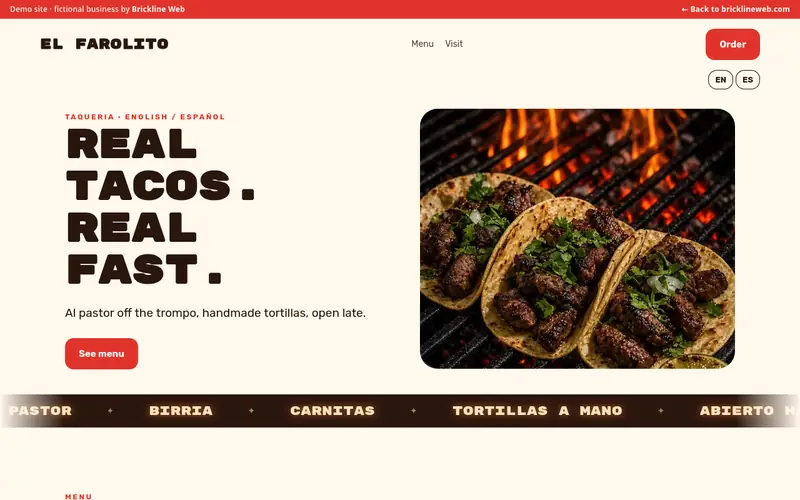 Preview of the taqueria-el-farolito-bilingue demo