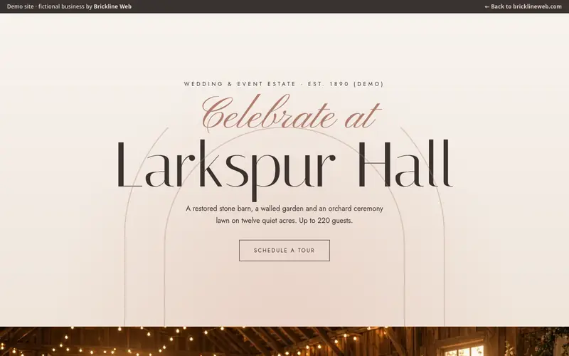 Preview of the wedding-larkspur-hall demo